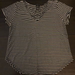 Rue21 Black and White Stripe Blouse